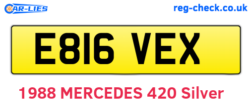 E816VEX are the vehicle registration plates.