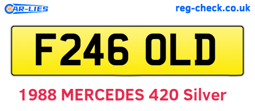 F246OLD are the vehicle registration plates.