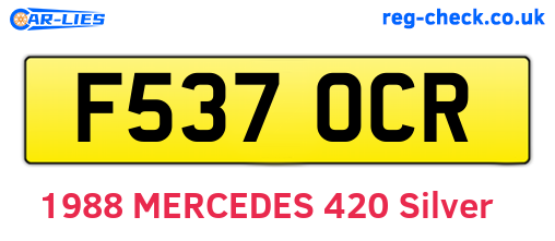 F537OCR are the vehicle registration plates.