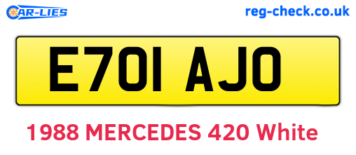E701AJO are the vehicle registration plates.