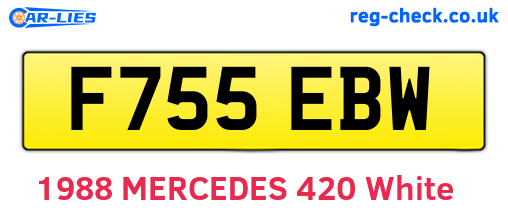 F755EBW are the vehicle registration plates.
