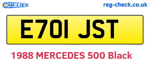 E701JST are the vehicle registration plates.