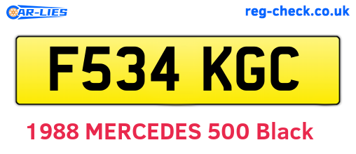 F534KGC are the vehicle registration plates.