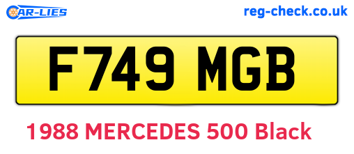 F749MGB are the vehicle registration plates.