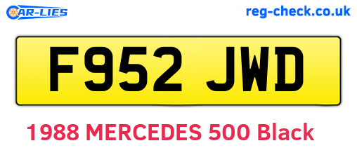 F952JWD are the vehicle registration plates.
