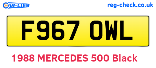F967OWL are the vehicle registration plates.