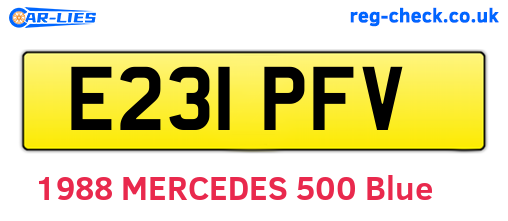 E231PFV are the vehicle registration plates.