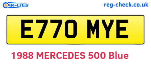 E770MYE are the vehicle registration plates.
