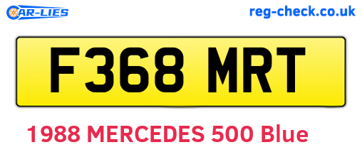 F368MRT are the vehicle registration plates.