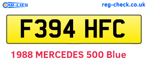 F394HFC are the vehicle registration plates.