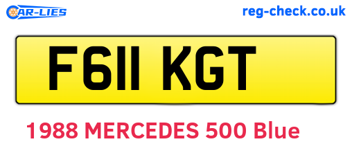 F611KGT are the vehicle registration plates.