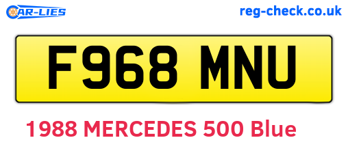 F968MNU are the vehicle registration plates.