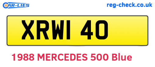 XRW140 are the vehicle registration plates.