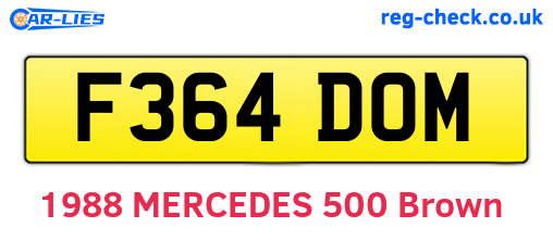 F364DOM are the vehicle registration plates.
