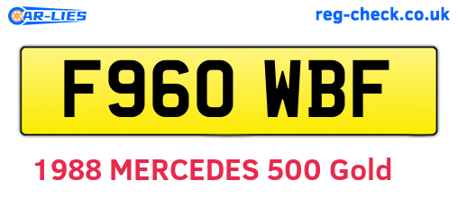 F960WBF are the vehicle registration plates.