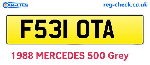 F531OTA are the vehicle registration plates.