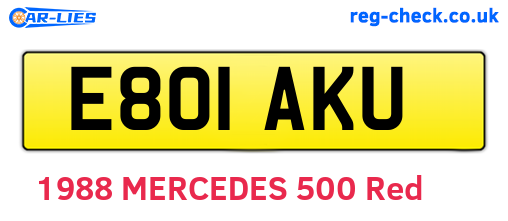 E801AKU are the vehicle registration plates.