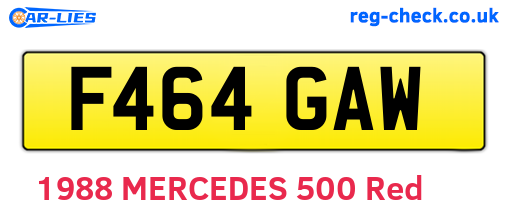F464GAW are the vehicle registration plates.