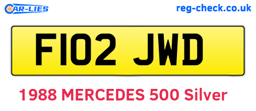 F102JWD are the vehicle registration plates.