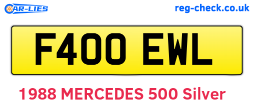 F400EWL are the vehicle registration plates.