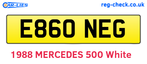 E860NEG are the vehicle registration plates.