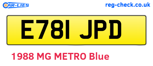 E781JPD are the vehicle registration plates.