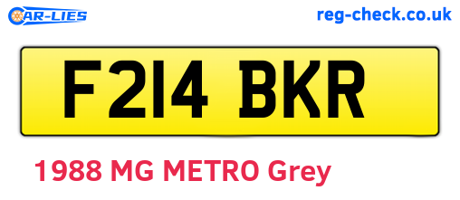 F214BKR are the vehicle registration plates.