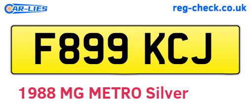 F899KCJ are the vehicle registration plates.