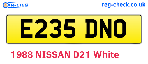 E235DNO are the vehicle registration plates.