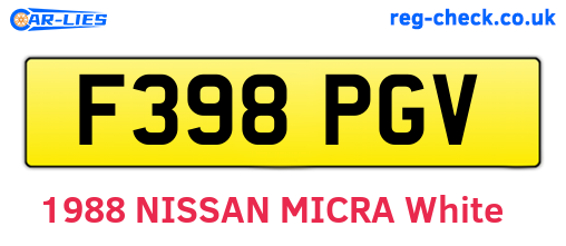 F398PGV are the vehicle registration plates.