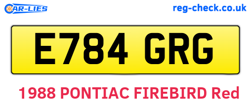 E784GRG are the vehicle registration plates.