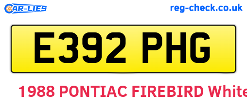 E392PHG are the vehicle registration plates.