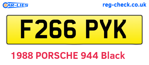 F266PYK are the vehicle registration plates.