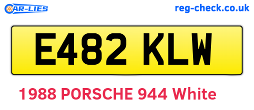 E482KLW are the vehicle registration plates.
