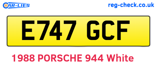 E747GCF are the vehicle registration plates.