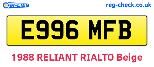 E996MFB are the vehicle registration plates.