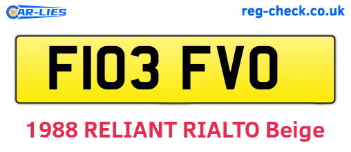 F103FVO are the vehicle registration plates.