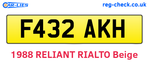 F432AKH are the vehicle registration plates.