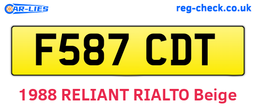 F587CDT are the vehicle registration plates.