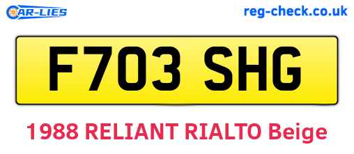 F703SHG are the vehicle registration plates.