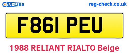 F861PEU are the vehicle registration plates.