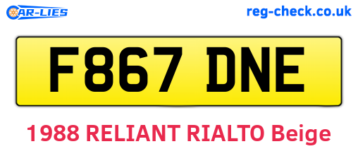 F867DNE are the vehicle registration plates.