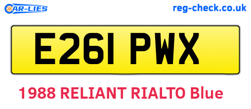 E261PWX are the vehicle registration plates.