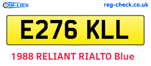 E276KLL are the vehicle registration plates.