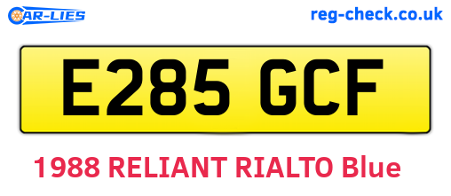 E285GCF are the vehicle registration plates.