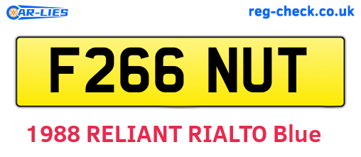F266NUT are the vehicle registration plates.