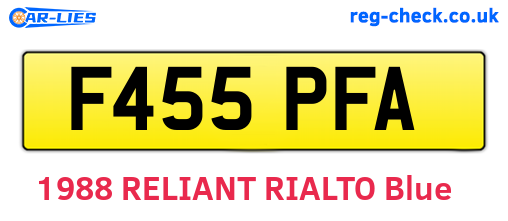 F455PFA are the vehicle registration plates.
