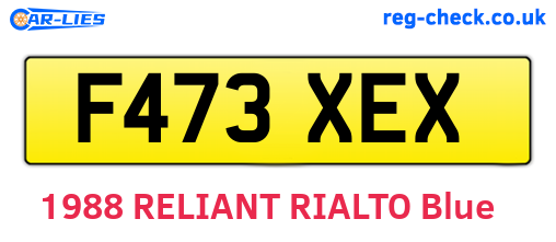 F473XEX are the vehicle registration plates.