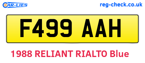F499AAH are the vehicle registration plates.