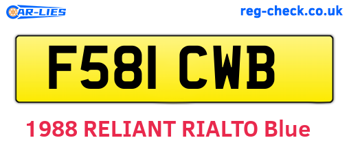F581CWB are the vehicle registration plates.